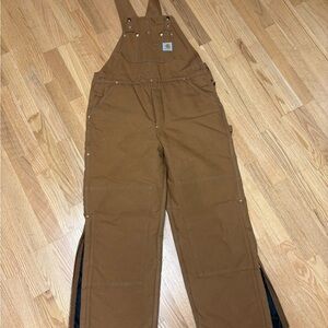 Carhartt Tan and Black Quilted Insulated Winter Bibs size 34/30 Men's perfect